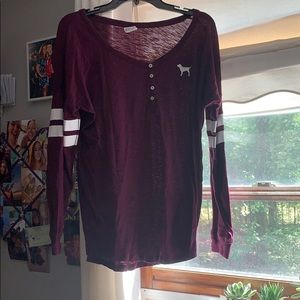 pink by victoria secret maroon long sleeve